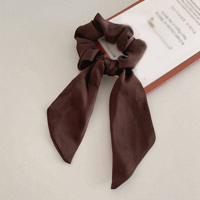 Luxury Satin Silk Bow Streamers Hair Ring Knotted Scrunchie