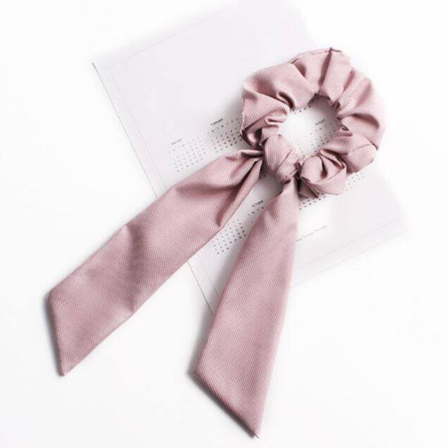 Luxury Satin Silk Bow Streamers Hair Ring Knotted Scrunchie