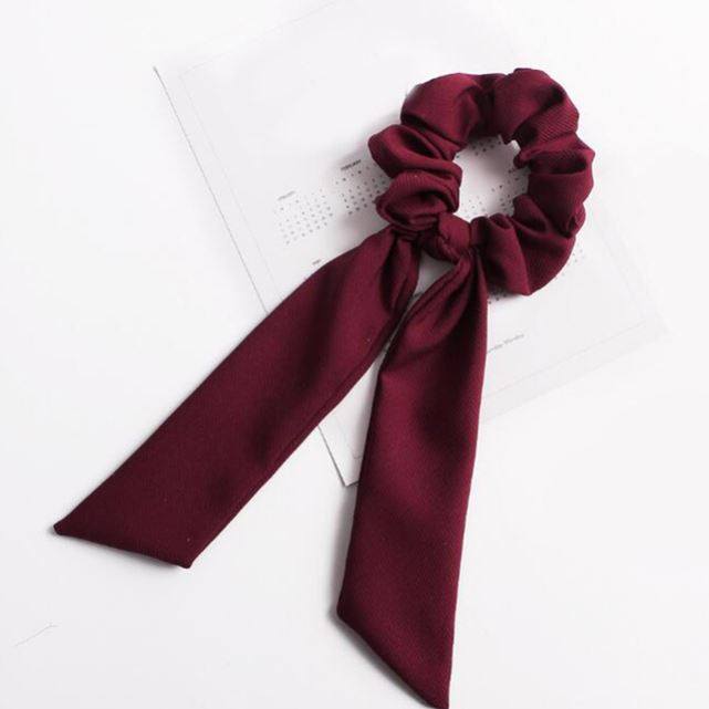 Luxury Satin Silk Bow Streamers Hair Ring Knotted Scrunchie