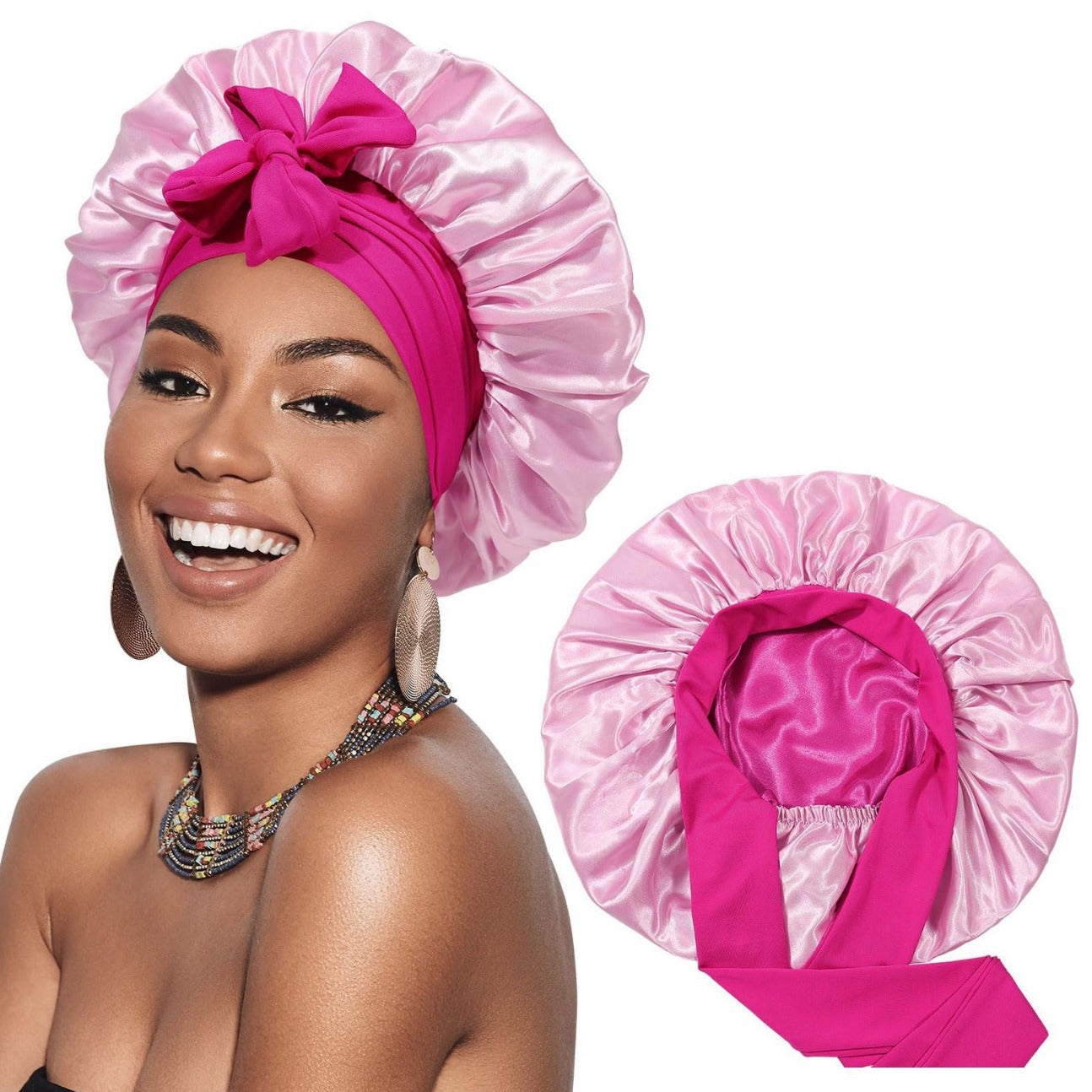 Pink Satin Bonnet